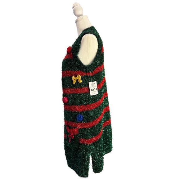 NWT Jollidays Women's Christmas Sweater Cardigan Long Red Green Size XS - Picture 3 of 11